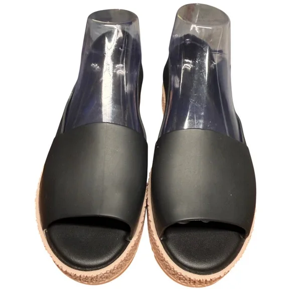 Melissa Puzzle Women 39/US 8 Peep Toe Platform Shoe Black Pink Soles Sustainable - Picture 9 of 12